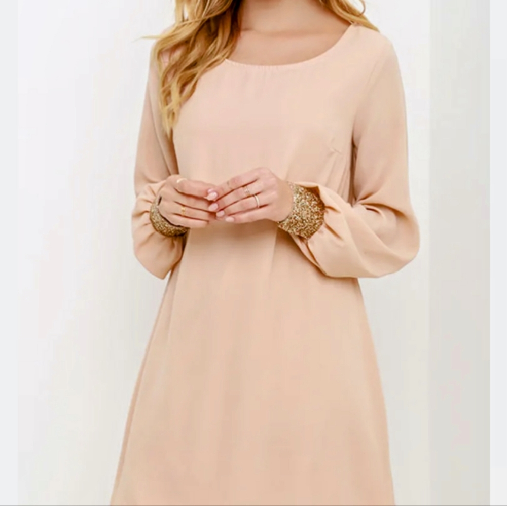 Naked Zebra Blush Pink Sheath Dress Long Sleeves Sz. S - Picture 3 of 9